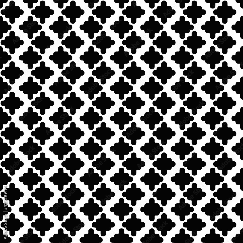 Same seamless shapes pattern. Vector and black abstract ornament.