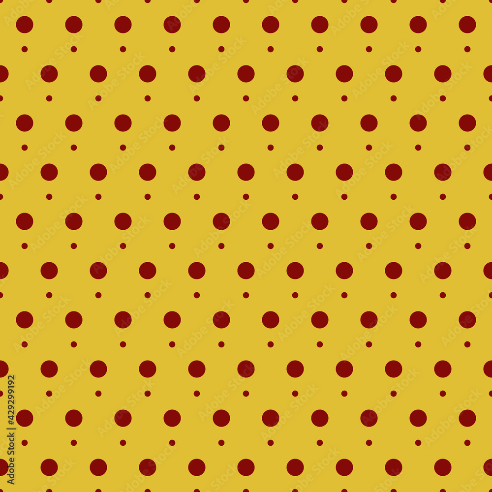 Yellow background and brown polka dots pattern. Vector and seamless ornament with dots. Yellow background and brown polka dots pattern. Vector and seamless ornament with dots.