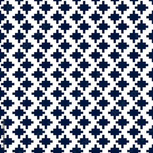 Simple blue ornament. Vector same pixelated pattern.