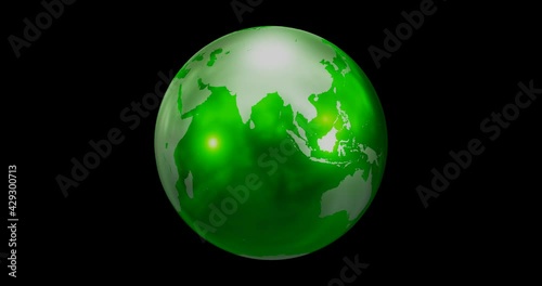 Green 3D CG earth rotating, loopable