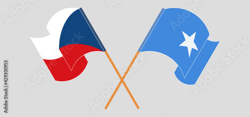 Crossed and waving flags of Czech Republic and Somalia