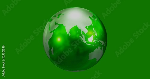 Green 3D CG earth rotating, loopable