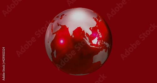 Red 3D CG earth rotating, loopable