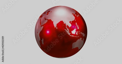 Red 3D CG earth rotating, loopable