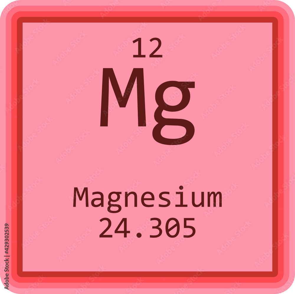 Mg Magnesium Alkaline earth metal Chemical Element Periodic Table. Square  vector illustration, colorful clean style Icon with molar mass and atomic  number for Lab, science or chemistry education. Stock Vector | Adobe