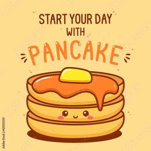 cute pancake character with text illustration