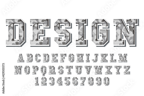 grey camouflage pattern alphabet