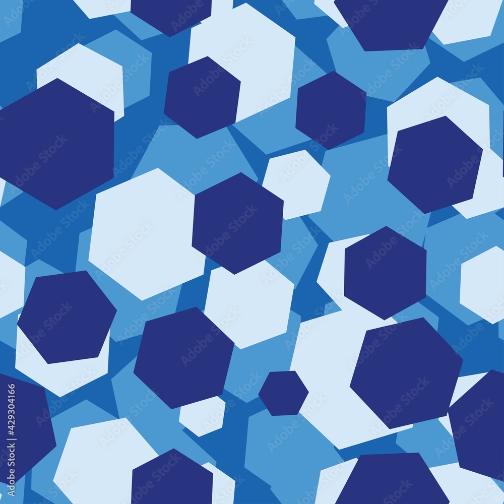 print blue camouflage hexagon. seamless pattern, abstraction. for print or banner or fabric print blue camouflage hexagon. seamless pattern, abstraction. for print or banner or fabric