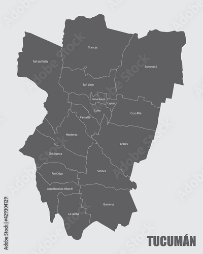 Tucuman province administrative map