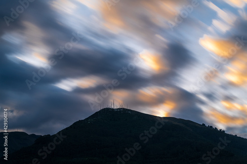 Pichincha volcano long exposure at sunset  Quito  Pichincha province  Ecuador.