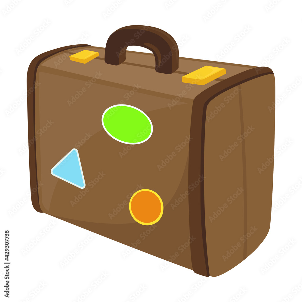 Suitcase Vintage Sign Emoji Icon Illustration. Travel Bag Vector Symbol