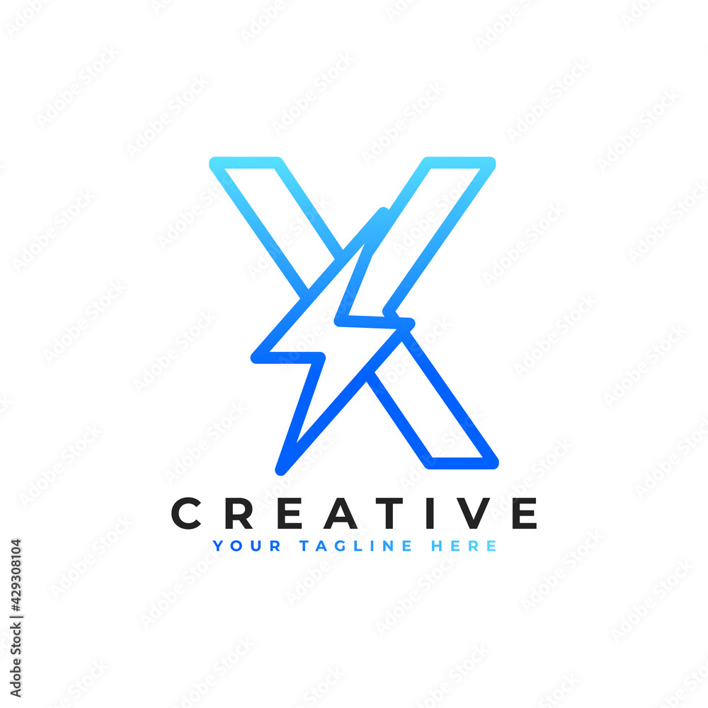 Initial Letter X Logo With Lighting Thunder Bolt in Linear Style. Alphabet Suitable for Fast, Power, Flash, Electric, Identity, Moving and Speed. Initial Letter X Logo With Lighting Thunder Bolt in Linear Style. Alphabet Suitable for Fast, Power, Flash, Electric, Identity, Moving and Speed.