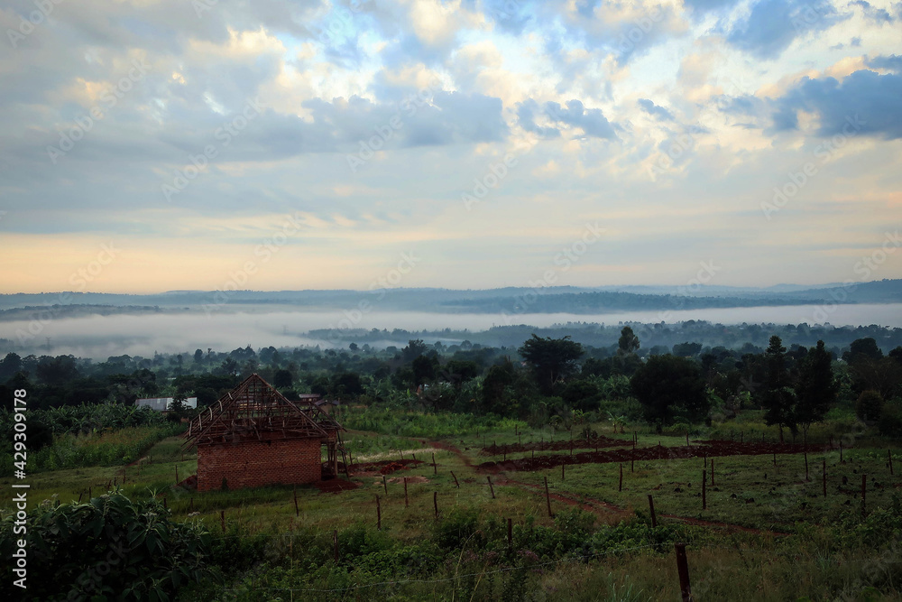 Masaka rural area view by early summer morning, Uganda