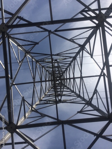 High voltage tower, view from below
