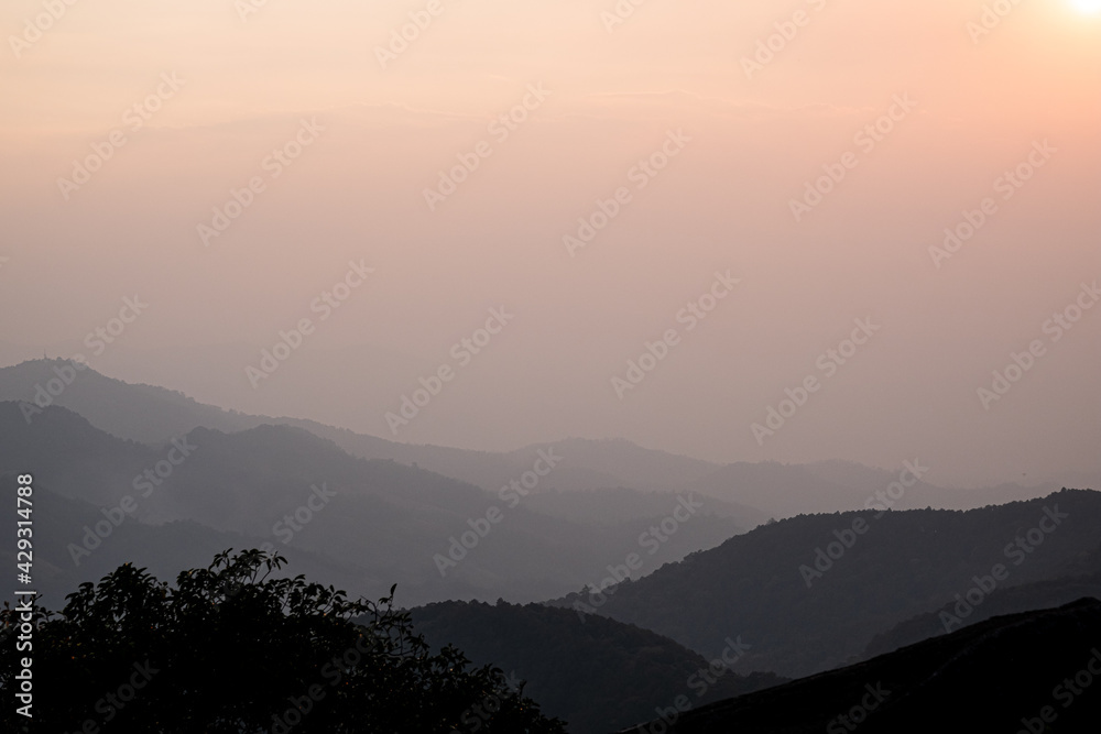Fototapeta premium Mountains, sky and twilight of northern thailand
