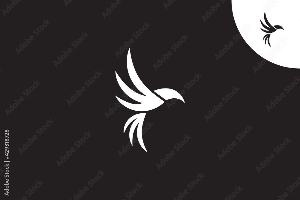 Obraz premium beautiful elegant flying bird logo, unique concept, simple modern style, memorable design, best for business, company, or brand identity
