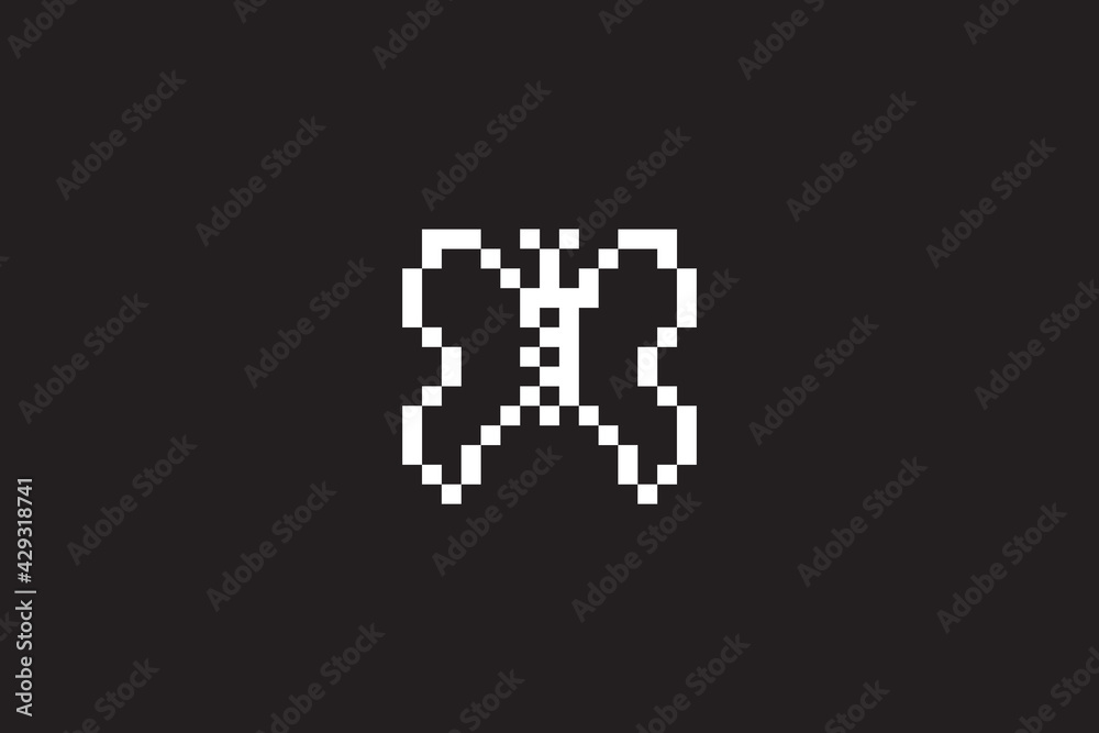 simple modern butterfly pixel logo design, digital tech art, vector graphic