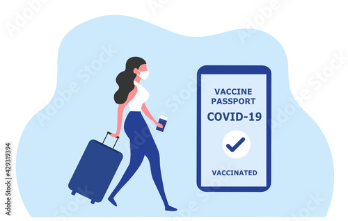 Vaccine passport for covid-19 coronavirus, Immunity vaccinated passport for travel vector illustration