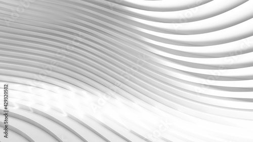 Abstract Curved Shapes. White Circular Background.