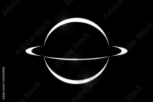 Abstract white saturn with glowing light ring on background © AITTHIPHONG