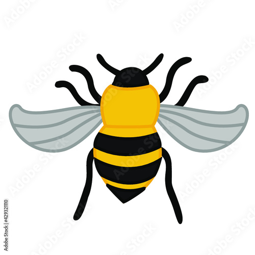 Bee Minimalist Style Icon Yellow and Black Vector Graphic