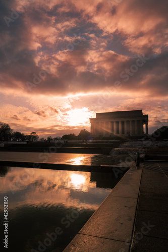 sunset at Lincoln memorial