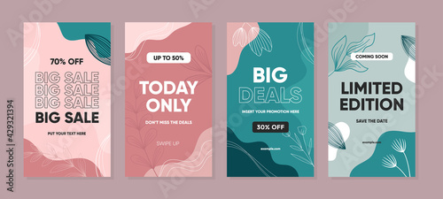 Abstract Colorful design for promotion sale. Trendy abstract template for social media post, stories, or advertisement.	