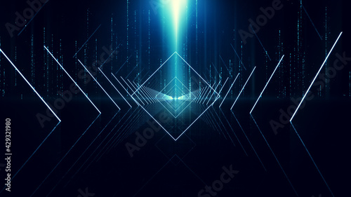 Illumination Abstract Background. Futuristic VJ motion graphics, club concert with projection mapping and nebula background .