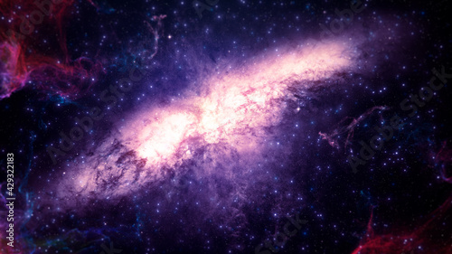Fototapeta Naklejka Na Ścianę i Meble -  Nebula Colorful Travel with Star Glow Background. This Clip is a tube galaxy with star glow and  light dark deep.