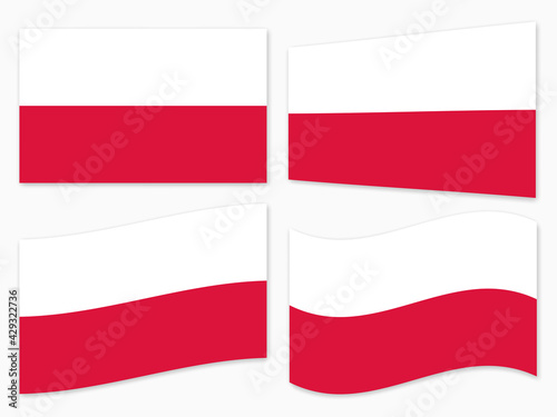 isolated Poland flag set waving by the wind shapes  element for icon  label  banner  button etc. vector design.