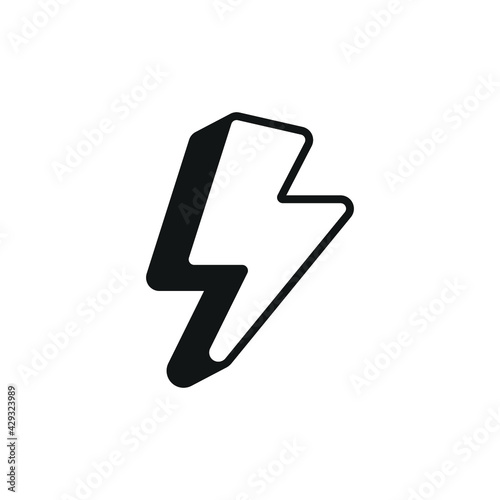 Lightning Icon Vector Illustration in Glyph Style for Any Purpose