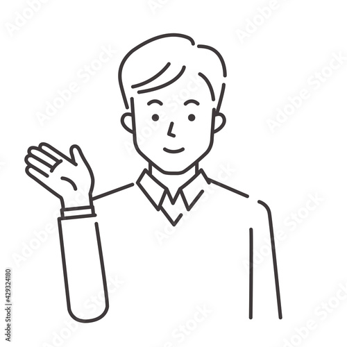案内する若い男性