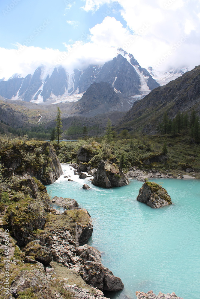 Upper Shavlinskoe Lake in the Altai Mountains