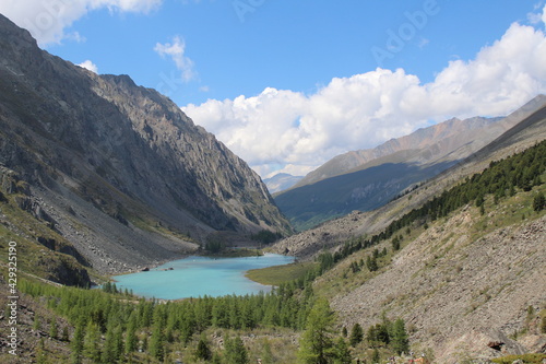 Upper Shavlinskoe Lake in the Altai Mountains