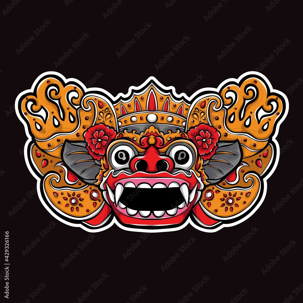 Balinese Barong Mask Vector Illustration Stock Vector Adobe Stock