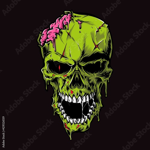 scary zombie head vector illustration