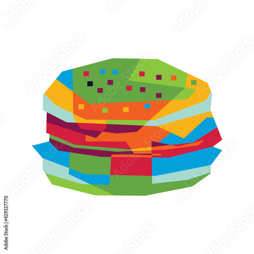 colorful burger, lorem ipsum, vector illustrationc, gooding for logo design, brand, etc. wpap style art. vector illustration. eps file photo