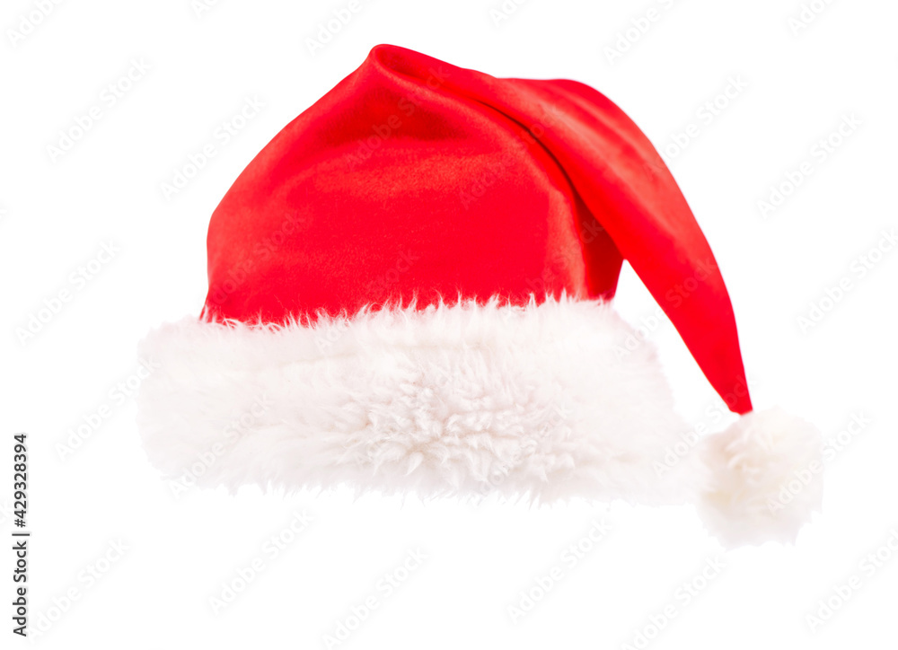Single Santa Claus red hat isolated on white Single Santa Claus red hat isolated on white