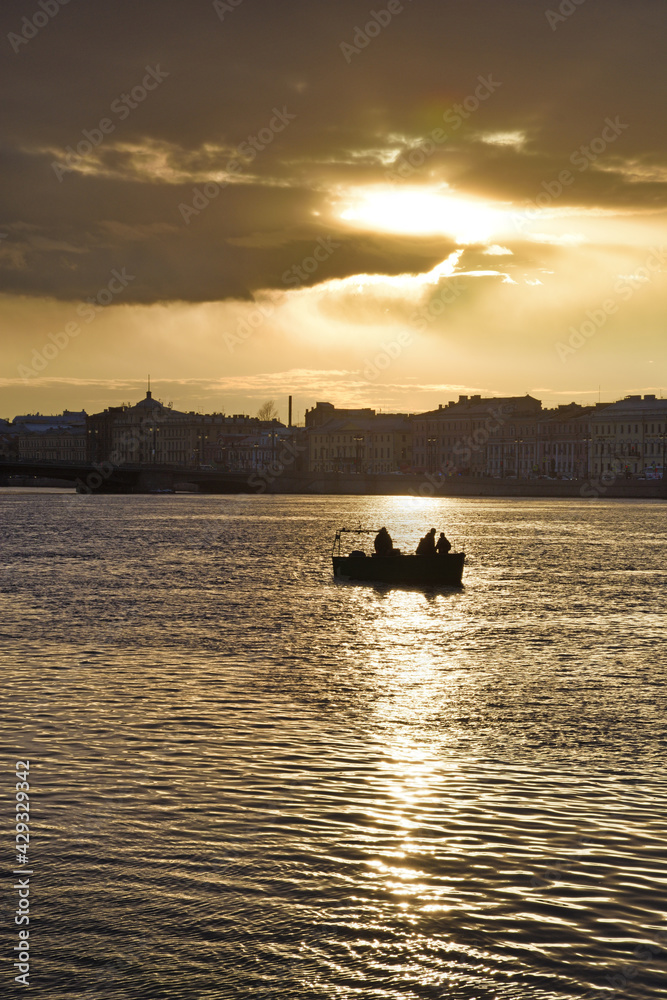 Sunset over the Neva River.