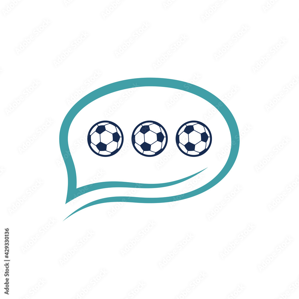 Chat Soccer logo design vector illustration, Creative Football logo design concept template, symbols icons