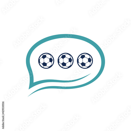 Chat Soccer logo design vector illustration, Creative Football logo design concept template, symbols icons