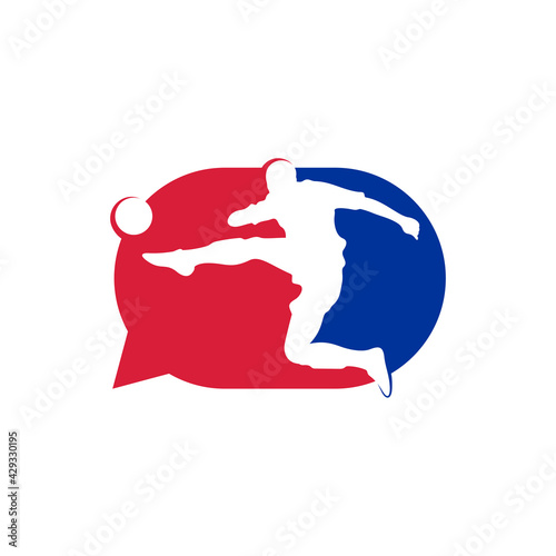 Chat Soccer logo design vector illustration, Creative Football logo design concept template, symbols icons