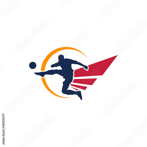 Fototapeta Naklejka Na Ścianę i Meble -  Soccer logo design vector illustration, Creative Football logo design concept template, symbols icons