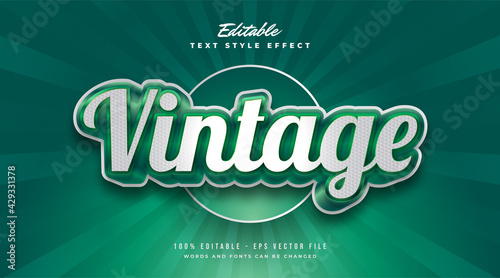 White and Green Vintage Text Style with 3D and Embossed Effect. Editable Text Style Effect