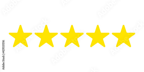 Five stars customer product rating review flat icon for apps and websites