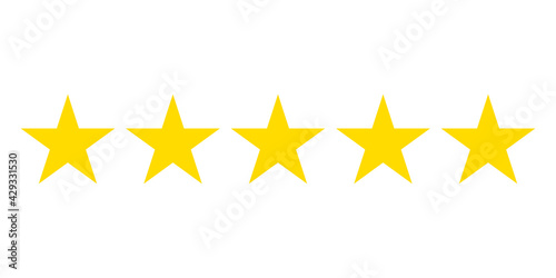 Five stars customer product rating review flat icon for apps and websites