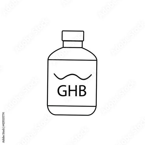 GHB bottle outline icon. linear style sign for mobile concept and web design. Drugs simple line vector icon. Symbol, logo illustration. Pixel perfect vector graphics
