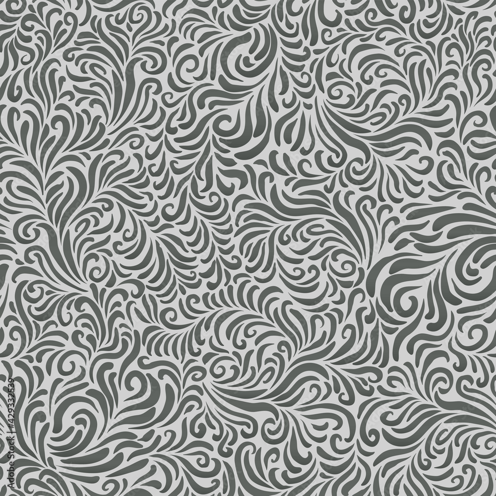 Grayscale foliage seamless pattern. Vector background