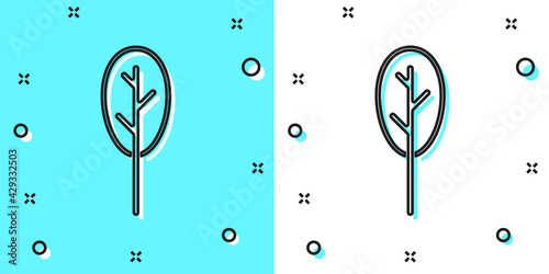 Black line Spinach icon isolated on green and white background. Random dynamic shapes. Vector