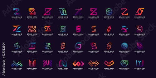 Set of creative logo with initals S and W Premium Vector